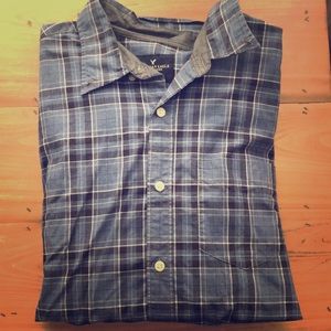 American Eagle- Blue Plaid- Button Down- Large